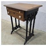 2 drawer Walnut  cast iron base desk 25"19"32"