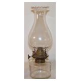 Antique Glow Glass Small Oil Lamp w/ Blown Glass