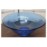 Unusual Blue glow green glass bowl