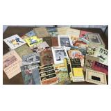 Ephemera assortment- post cards, cookbooks, etc