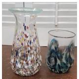 2 Hand Blown Art Glass Vases