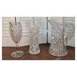 3pcs pretty cut / pressed glass - The pitcher