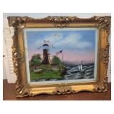 Reverse painting and glass - lighthouse /