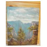 Antique Oil on Canvas painting of Mountain Scene