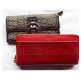 Coach Wallets-Red Leather & Black/Grey Canvas