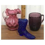 Art glass- pitchers & boot