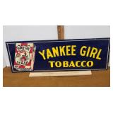 Embossed Yankee girl tobacco sign