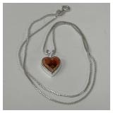 Box chain necklace and dried flower pendant both