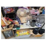 CRAZY lot - clock, bed risers, desk lamp, antique