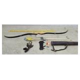 Bear bow, arrows, quiver