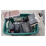 Basket of retro electronics