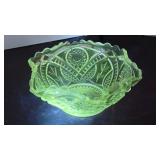 Glow green glass bowl