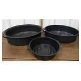 Enamelware pans- lot of 3