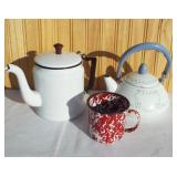 Enamelware Lot-Coffee Pot, Tea Pot & Mug