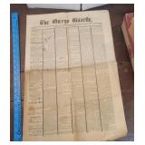 1881 Owego gazette newspapers - front has hole