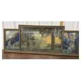 LARGE Maxfield Parrish Print Triptych approx 21x56