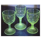 3 Glow glass EAPG patterned glass honeycomb
