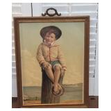 Beautiful vintage frame with early litho of a