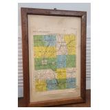 Cortland county map in nice oak frame - no glass