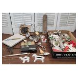 Box - cookie cutters, 2 thermometers, marble