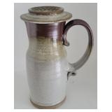 Signed Studio pottery - pitcher w/lid - sgd Mid