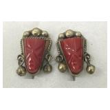 Stamped D.P. Hecho Mexico Southwest clip earrings