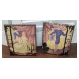 2 Southern Belle Silhouette Convex Glass Metal