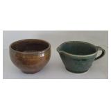 2pcs signed Studio pottery - pitcher & bowl