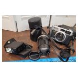 Minolta camera, lens, and flash