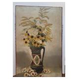 Beautiful folksy painting on board black-eyed