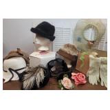 Pretty ladies hats, gloves, etc... styrofoam