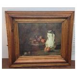 Gorgeous antique framed print- plums - large