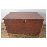 Early 6 board old red blanket chest 24"15"13"