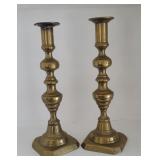Pair antique push-up candlesticks