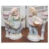 Pair of Fairyland Japan figural candlesticks
