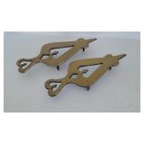 Pair antique brass trivits - heavy