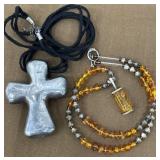 2 Necklaces - Cross is Stamped .925
