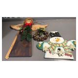 Vintage Christmas, metal bells, and wooden