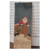 Very primitive folk art Santa Claus painting -