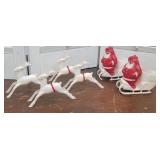 4 Christmas deer & 2 Santa sleighs (both sleighs