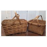 2 Beautiful Old Splint Double Handle Baskets