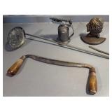 Vintage miscellaneous lot, brass blow torch and