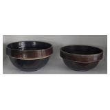 2 Brown stoneware bowls - nice condition but