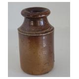 Small brown salt glaze inkwell bottle