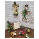 Vintage Christmas - plastic holly guy, mistletoe
