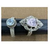 .925 Rings- Pink With Masonite Stones And Blue
