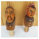 Hand Carved Wine Stoppers. Old/Grumpy Man &