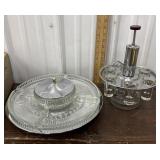 MCM chrome shot dispenser and Kromex lazy Susan