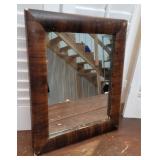 Small heavy antique mirror - wood grained plaster