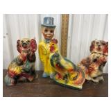 4 Chalkware figures *some damage and flakes